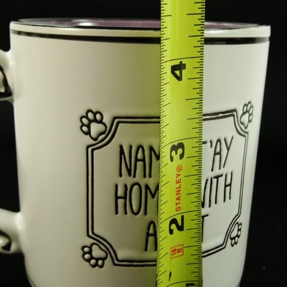 Namast'ay Home with a Cat Yoga Namaste Large Coffee Mug White Purple - Picture 8 of 8